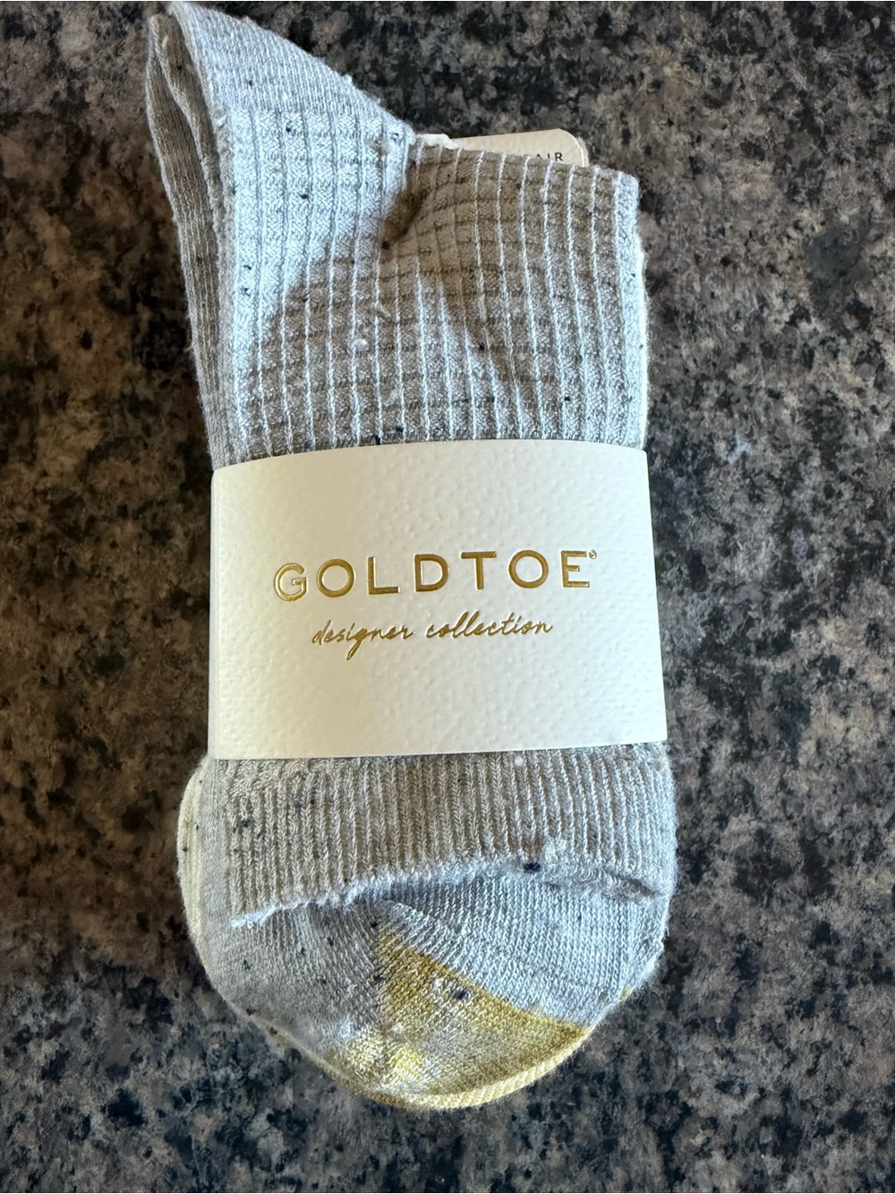 Gold Toe Light Gray Crew Socks with Gold Accent